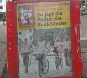 Die Münchner Polizei beim "keine Anti-Radler-Stimmung" machen.